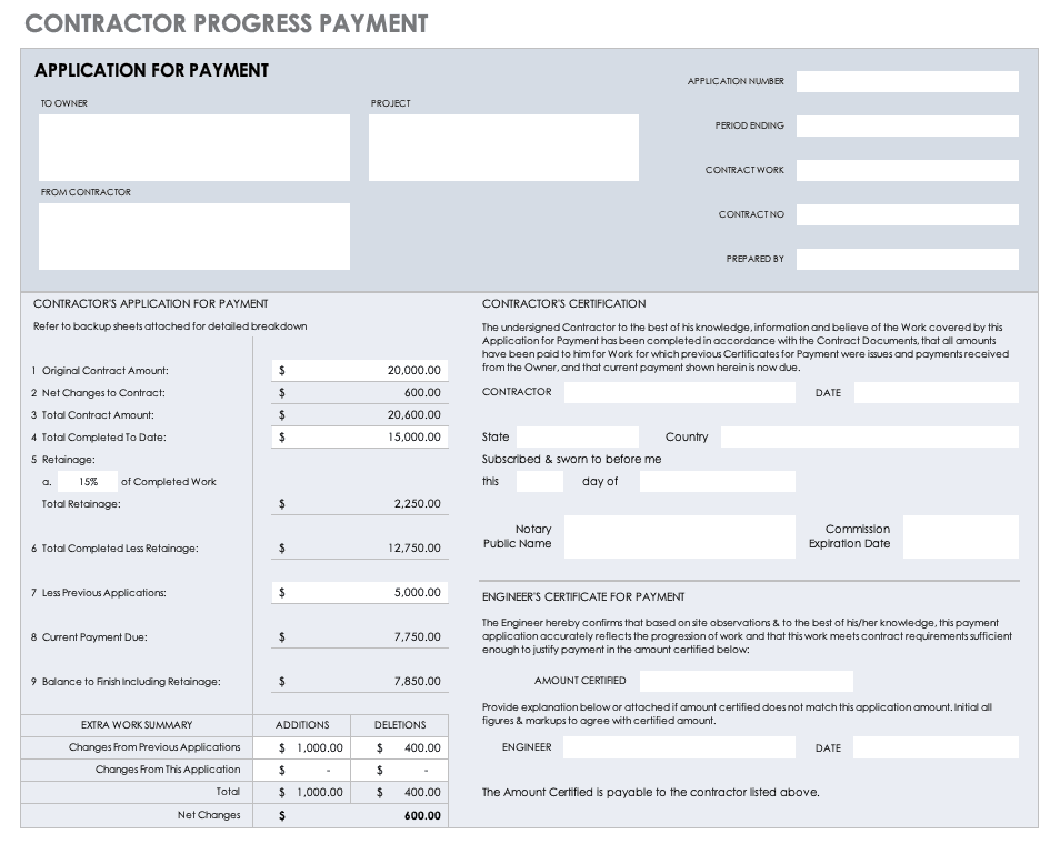 Contractor Progress Payment Template