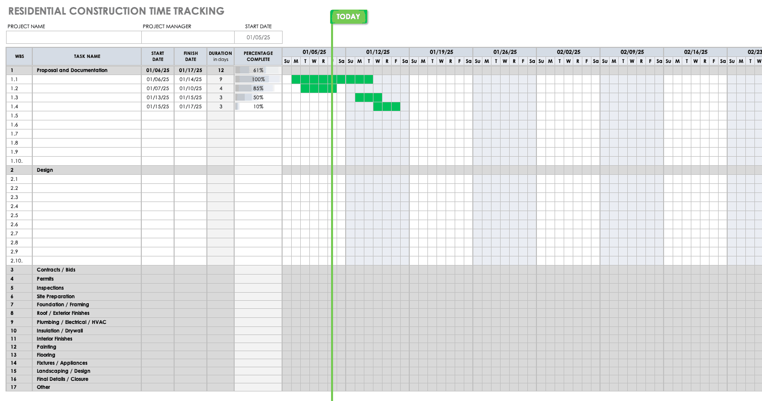 Residential Construction Time Tracking Template