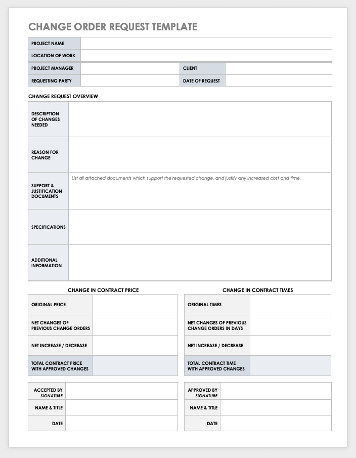 Change Order Request Template