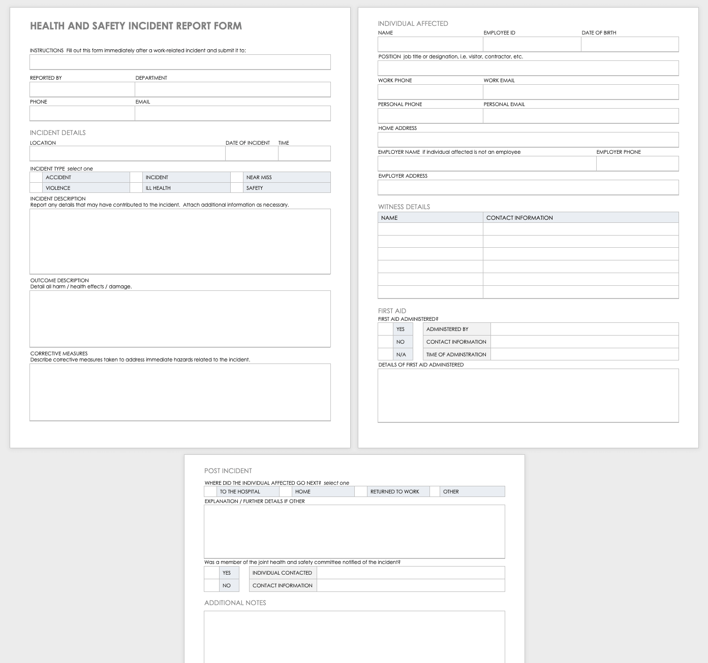 Health and Safety Incident Report Form 