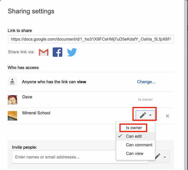 Google Drive Change Ownership