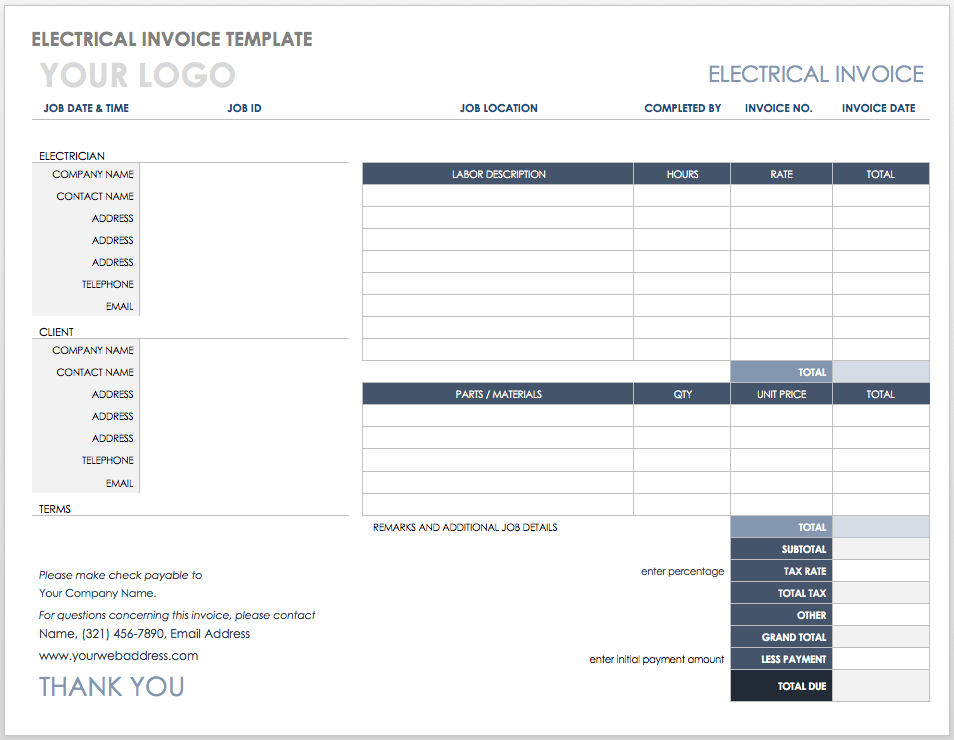 Electrical Invoice Template