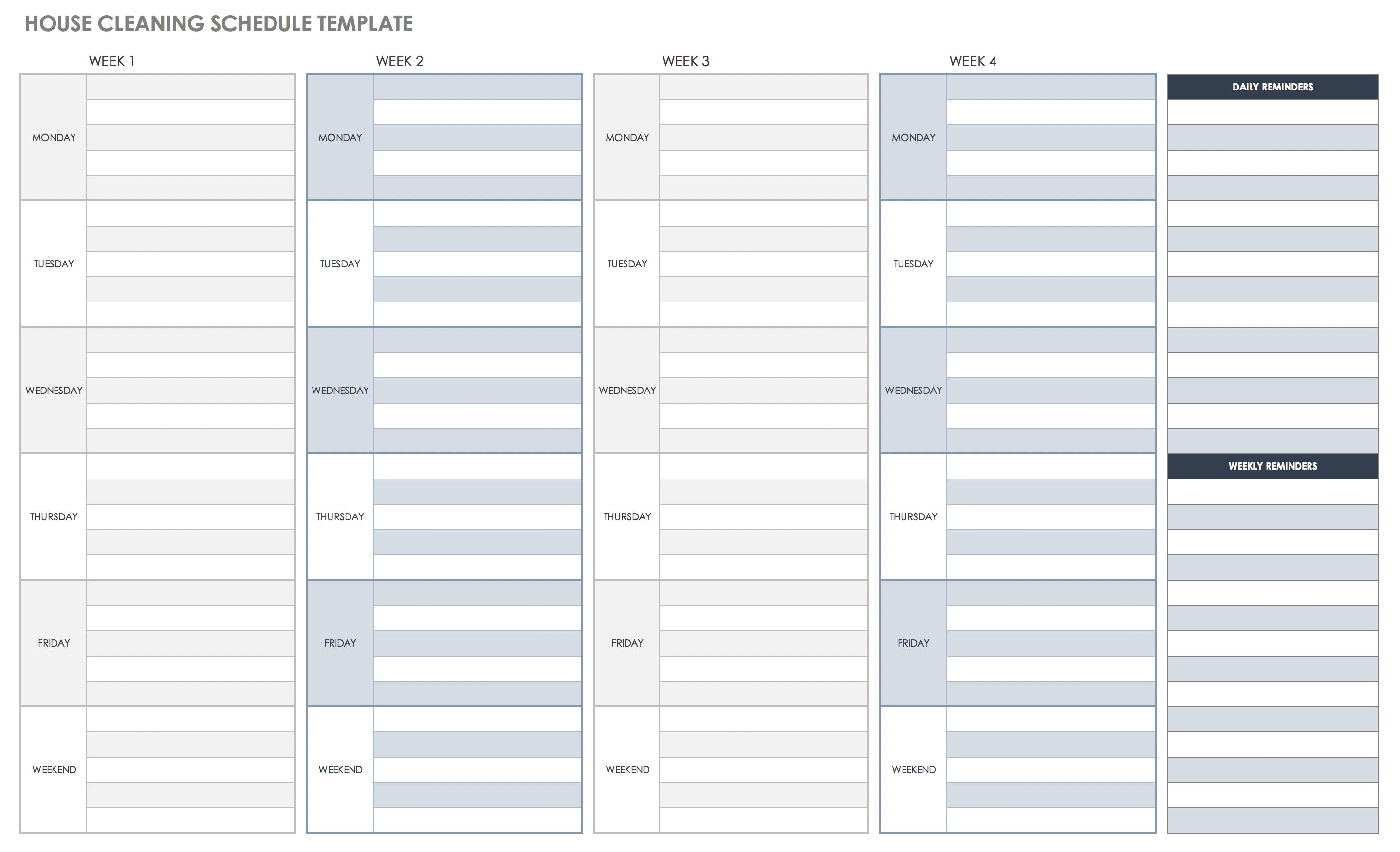 House Cleaning Schedule Template