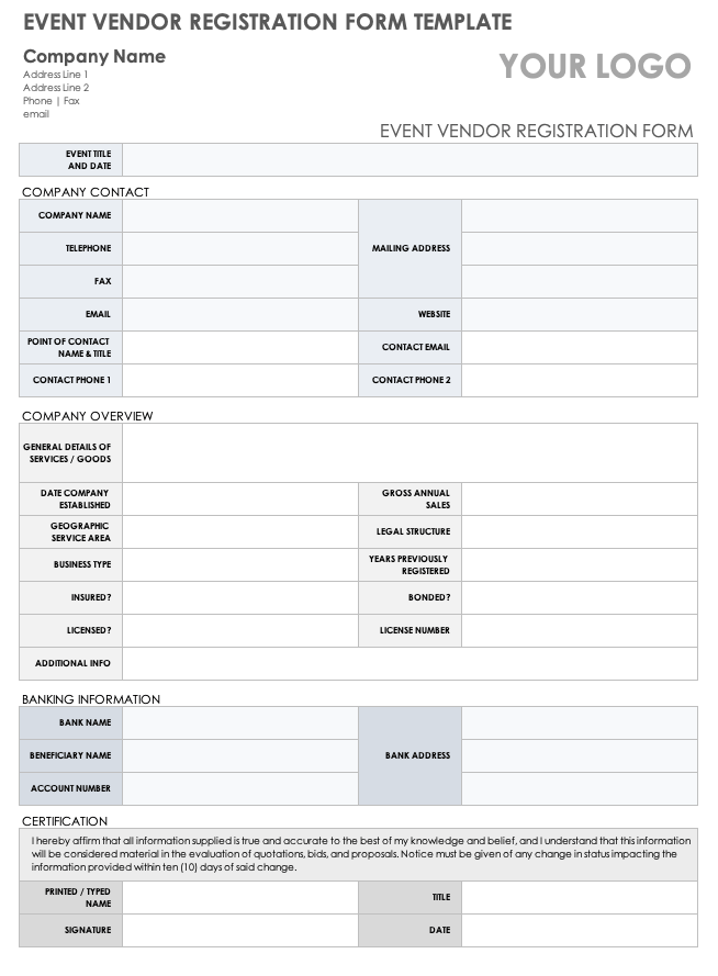 Event Vendor Registration Form Template