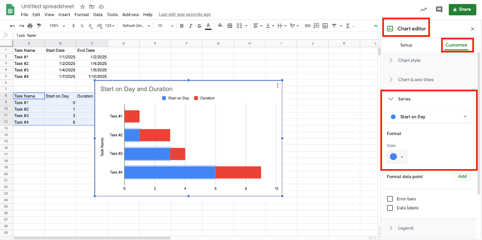 Edit Start on Date Color