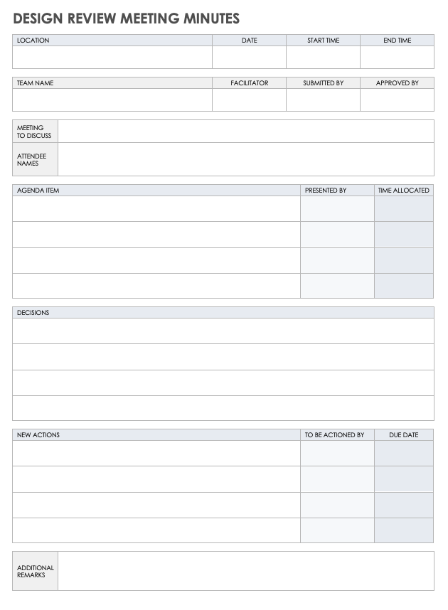 Design Review Meeting Minutes Template