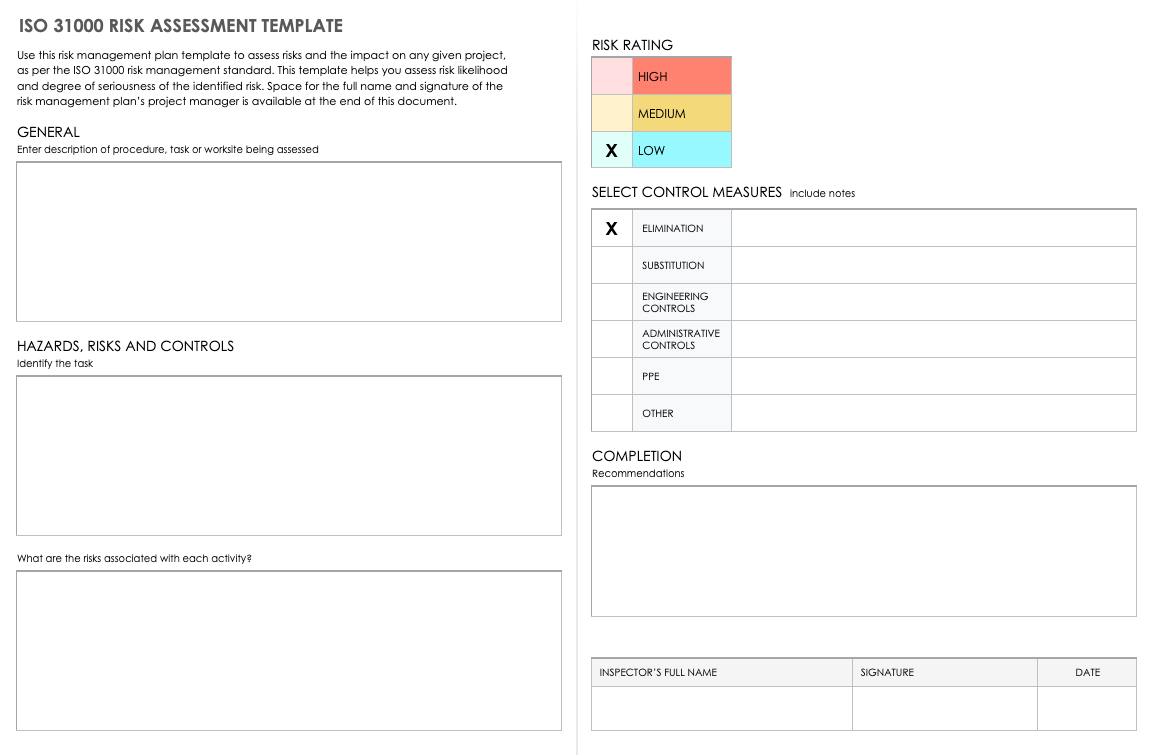 ISO 31000 Risk Assessment Template