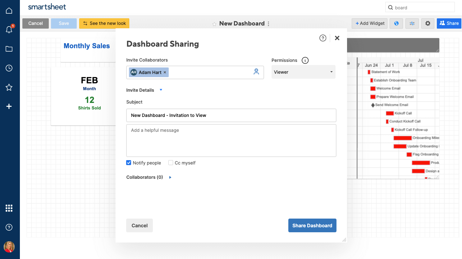 Share Smartsheet Dashboard