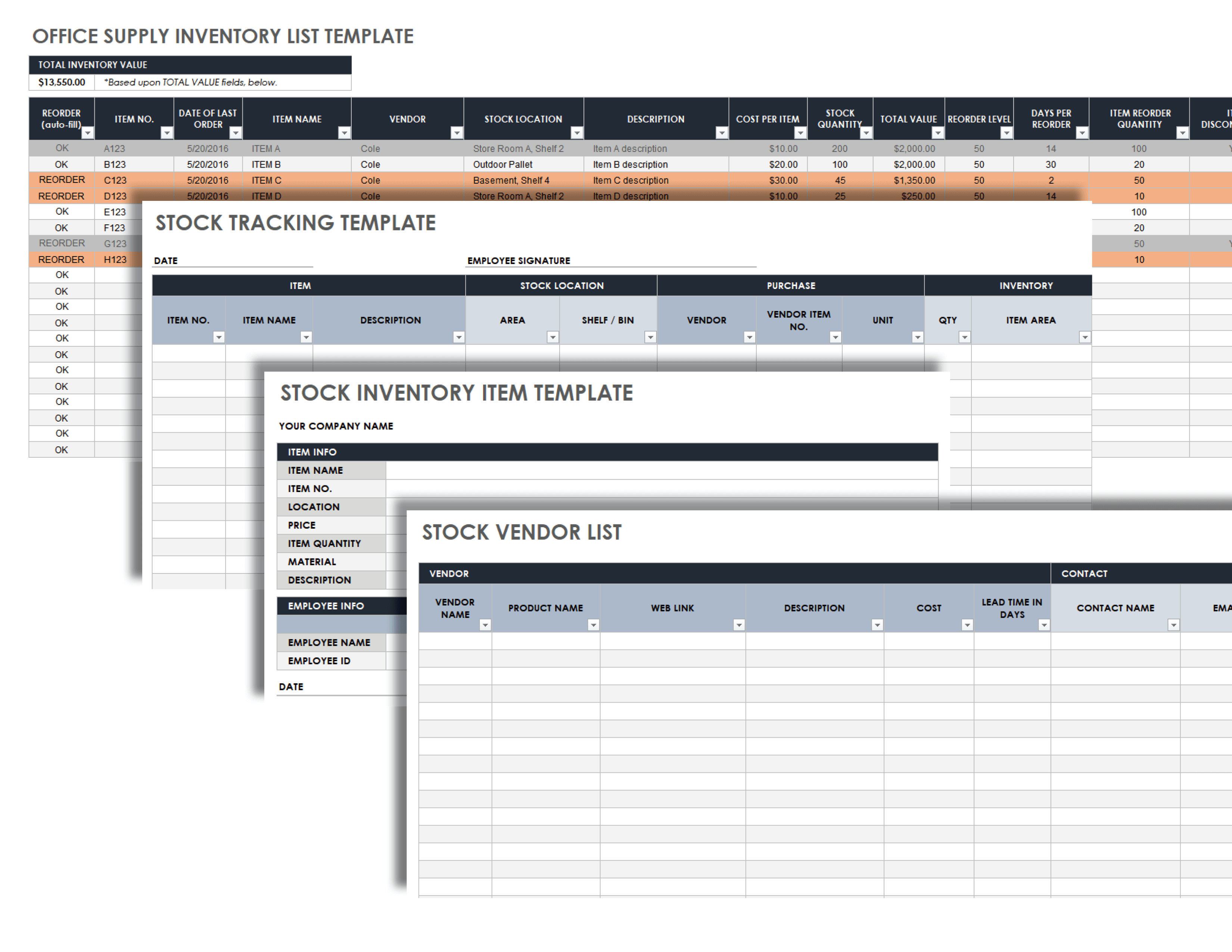 Office Supply Inventory List Template