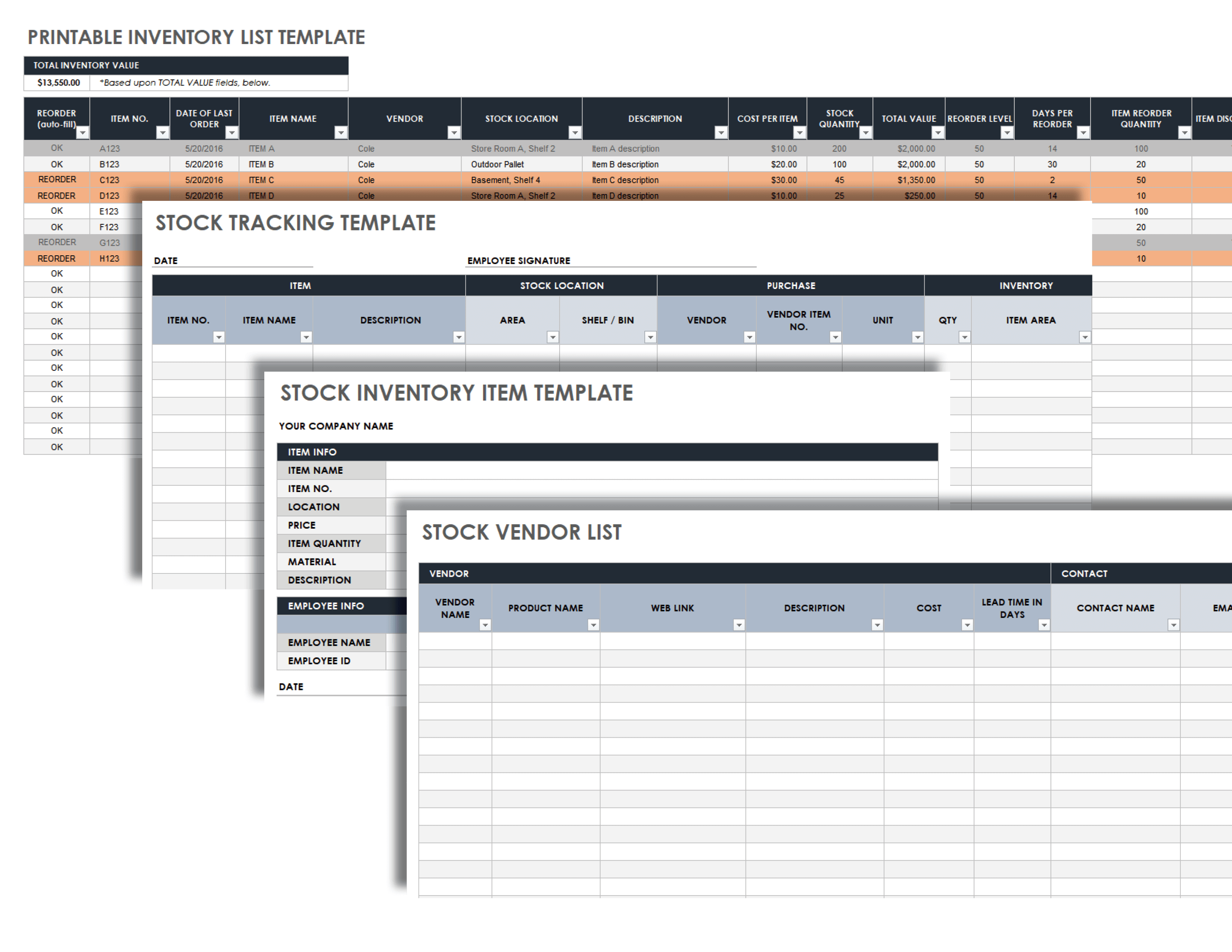 Printable Inventory List Template