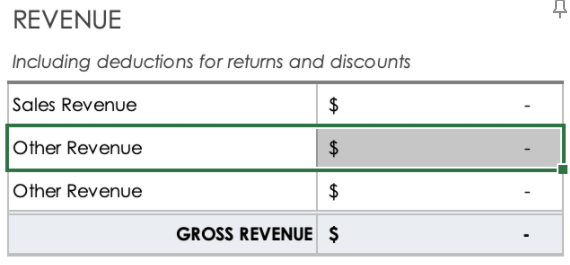 Revenue Customize New Line Item