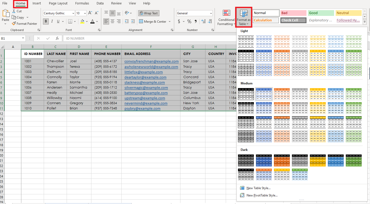 Format As Table