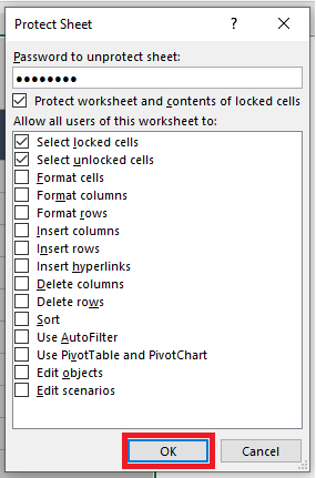 Protect Sheet Selections