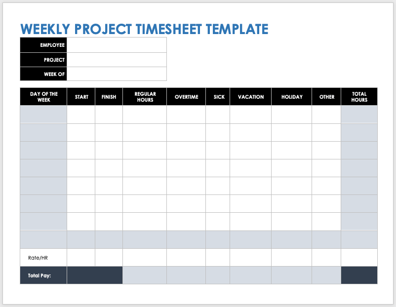 Weekly Project Timesheet Template