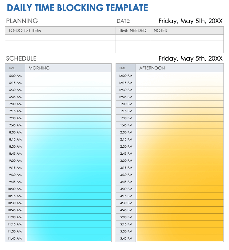 Daily Time Blocking Template