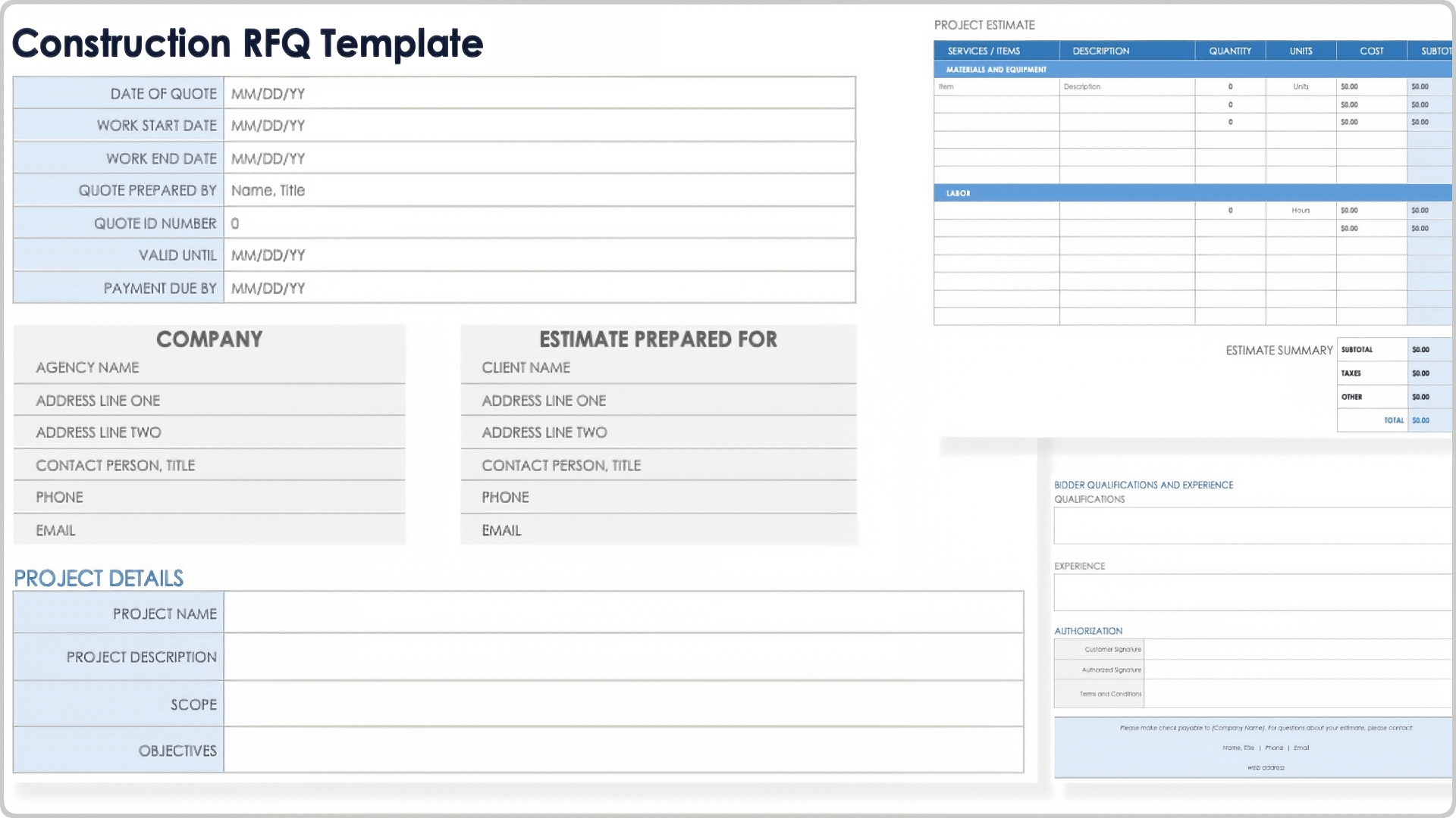 Construction RFQ Template