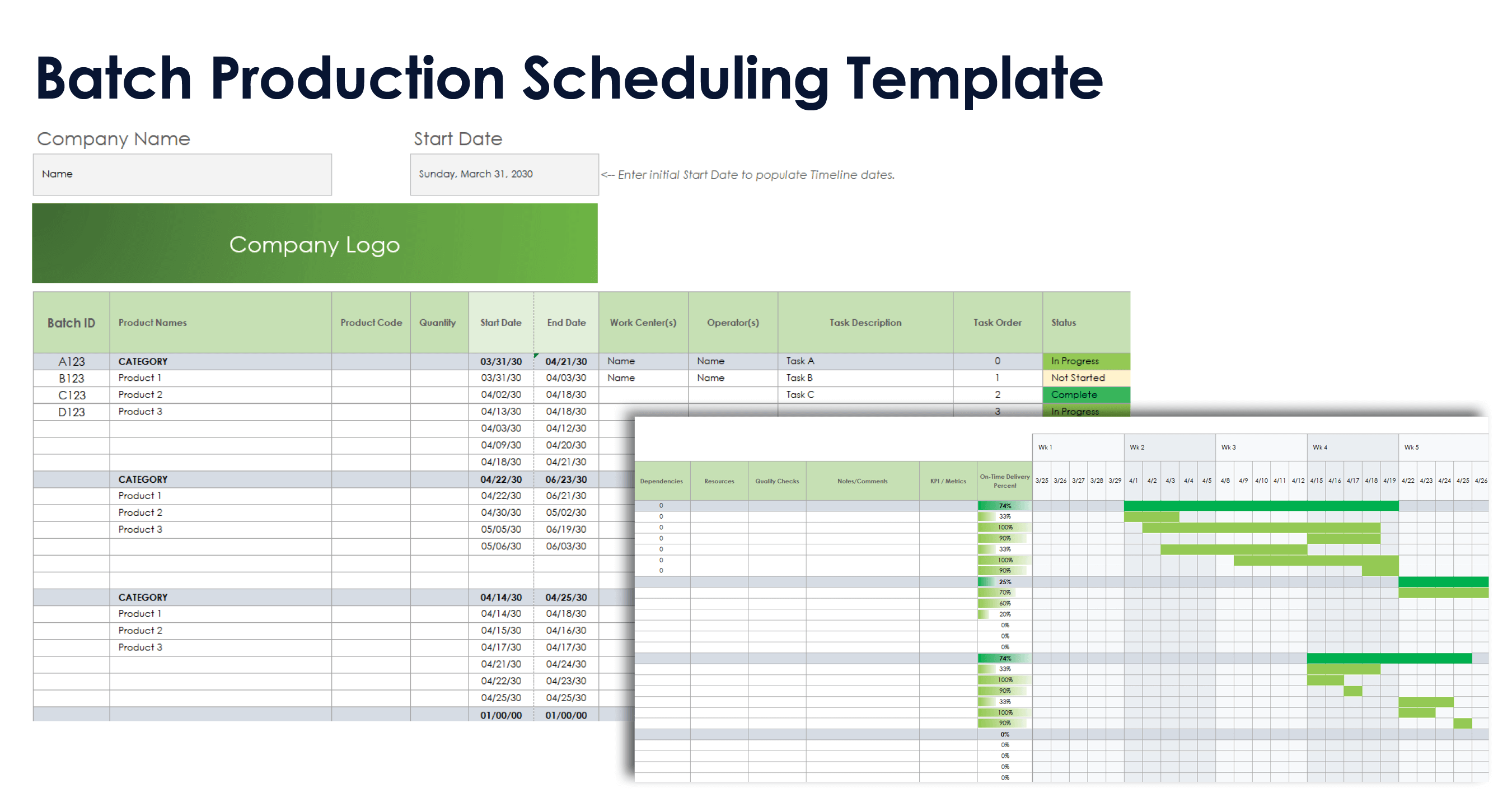 Batch Production Scheduling Template