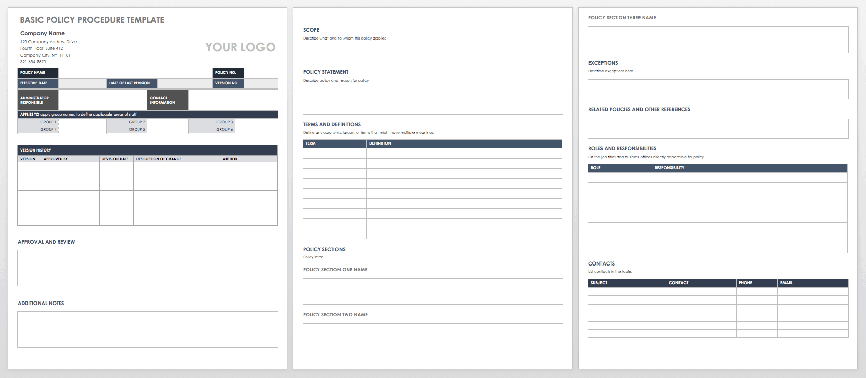 Basic Policy Procedure Template