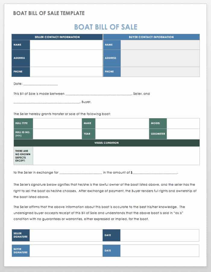 Boat Bill of Sale Template