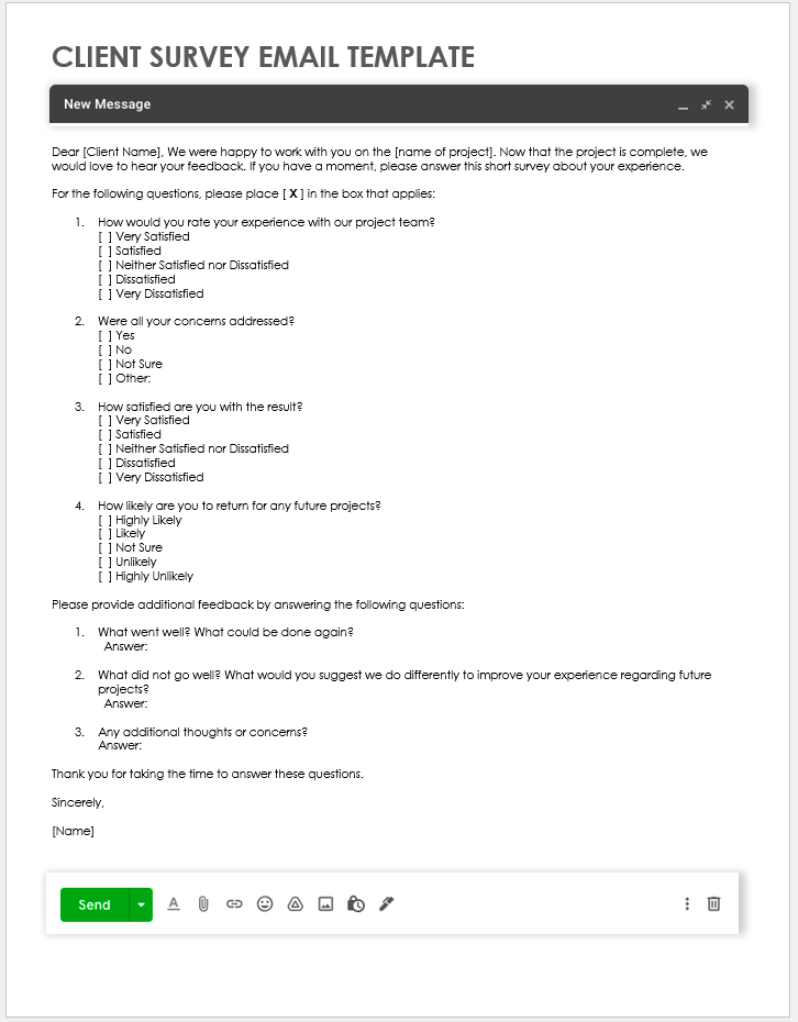 Client Survey Email Template