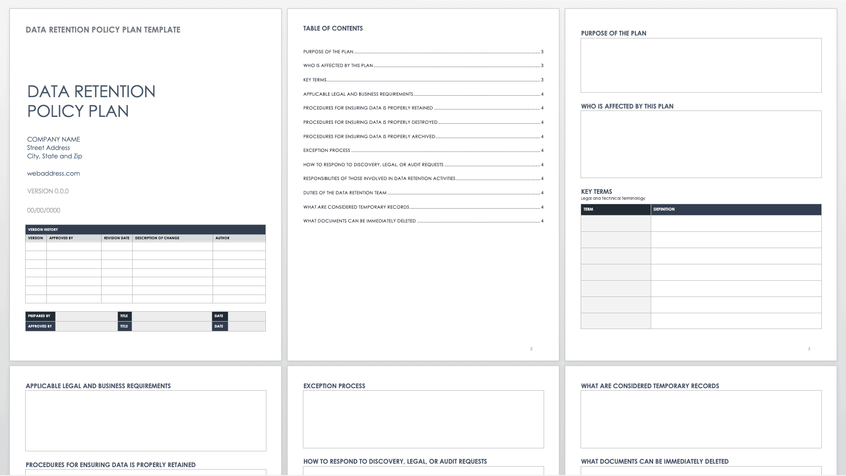 Data Retention Policy Plan Template