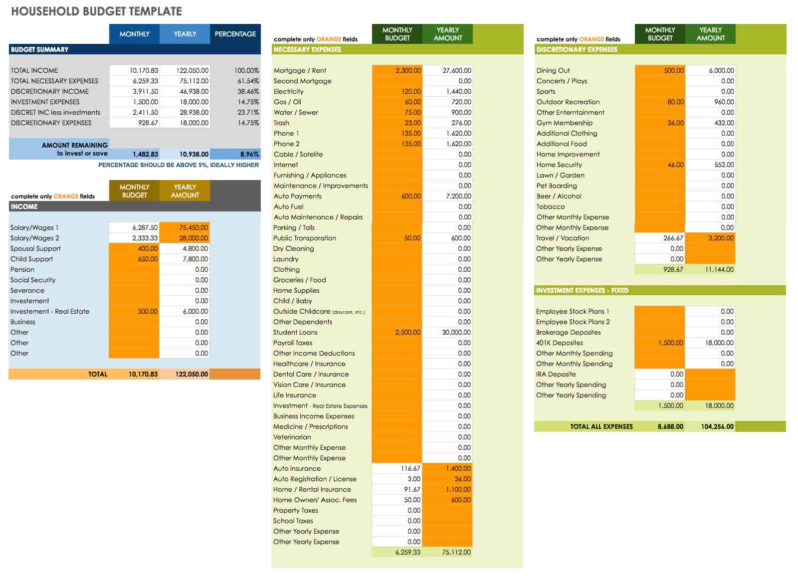 Household Budget Template