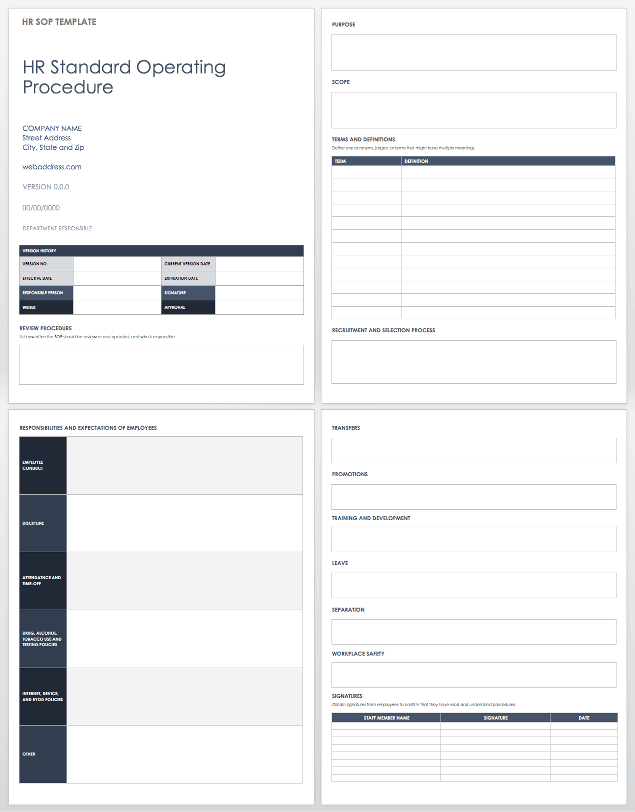 HR Standard Operating Procedure Template