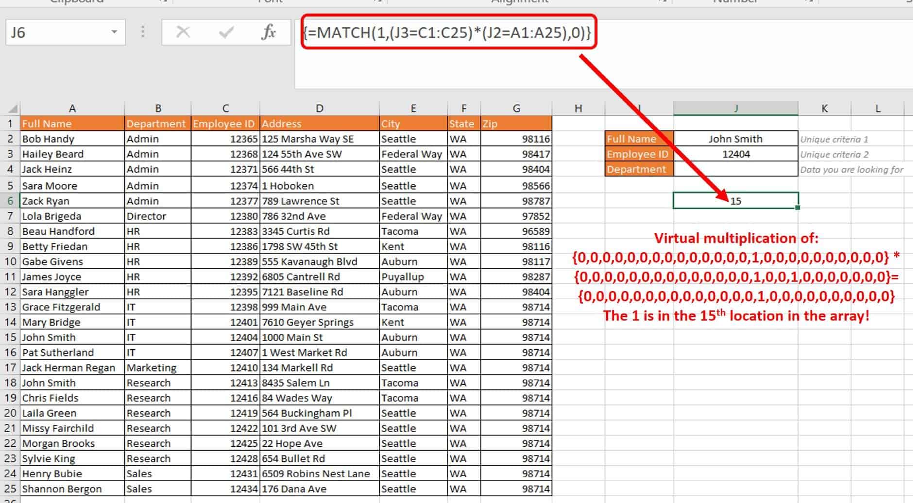 INDEX MATCH multiple criteria formula