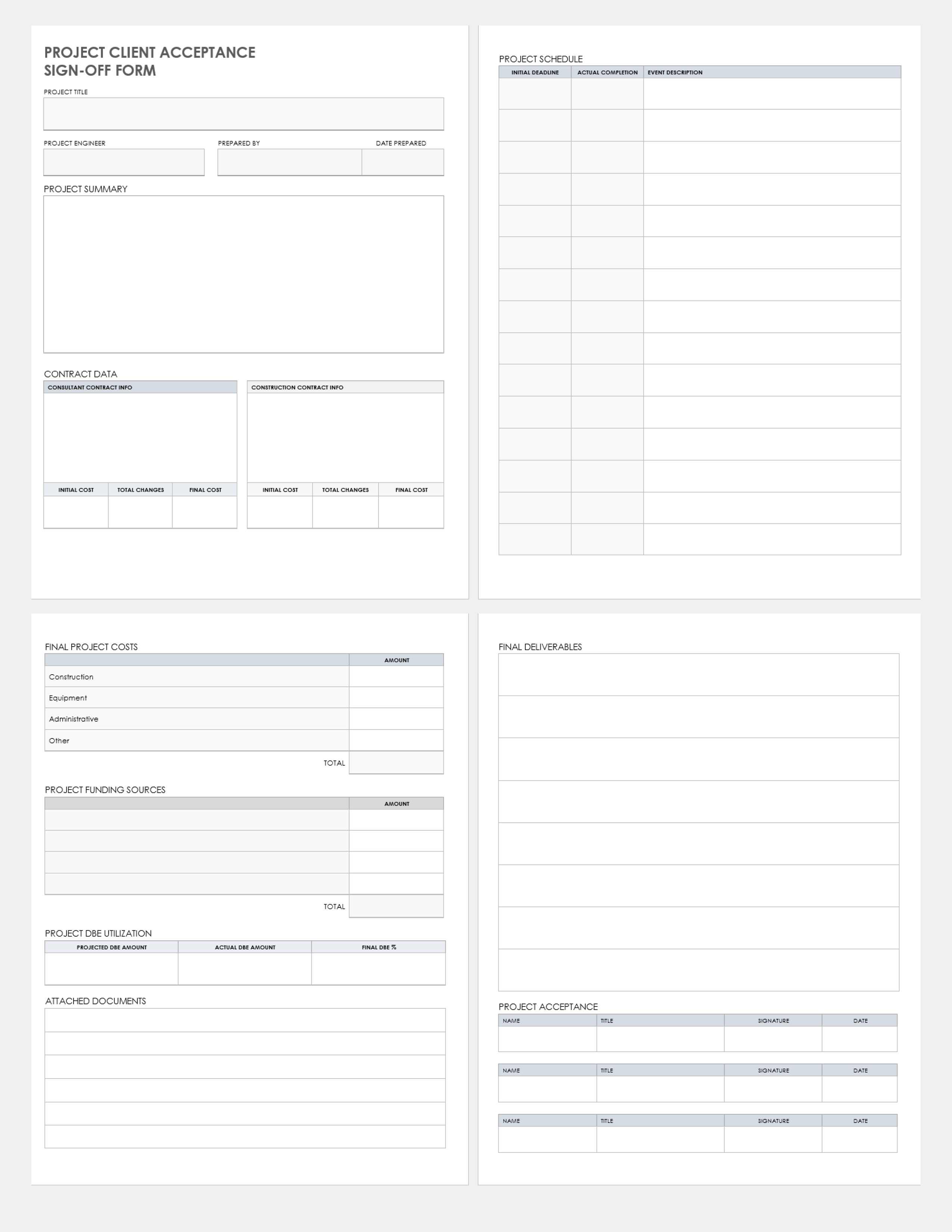 Project Client Acceptance Sign-Off Form