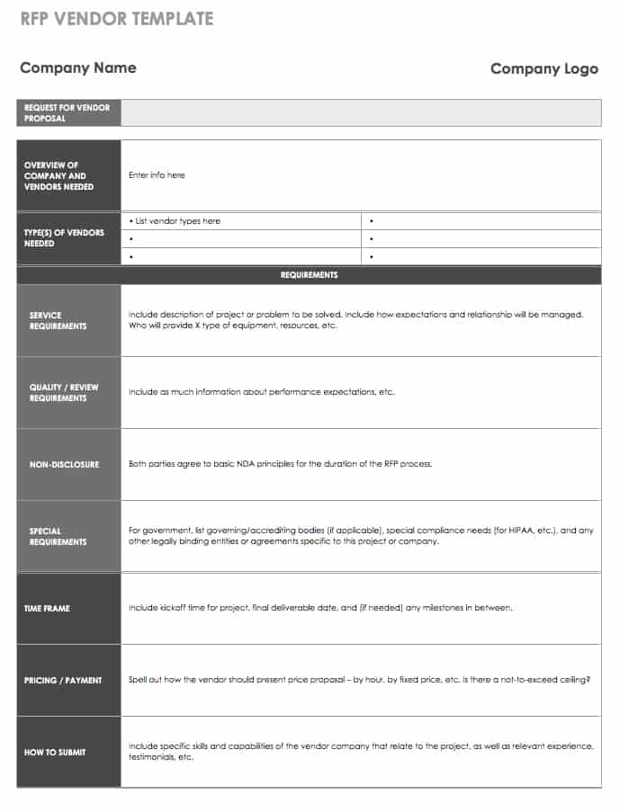 RFP Vendor Template