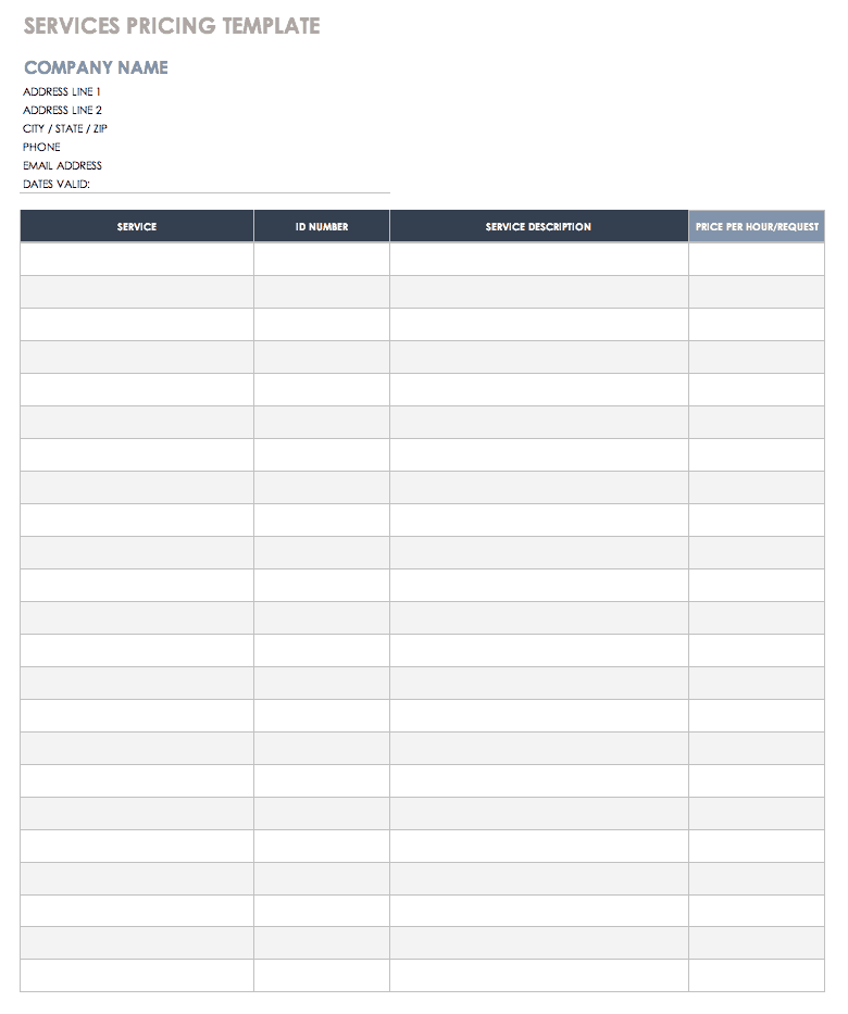 Service Pricing Template