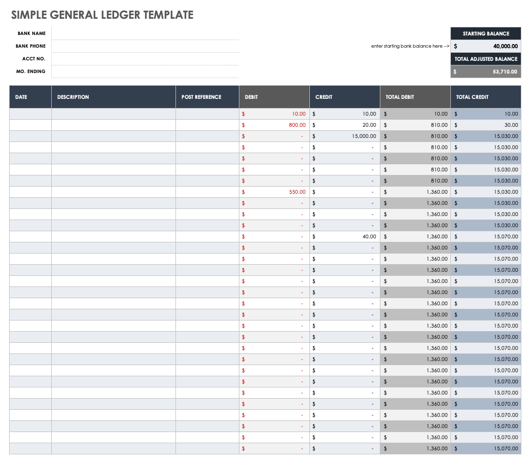 Simple General Ledger Template