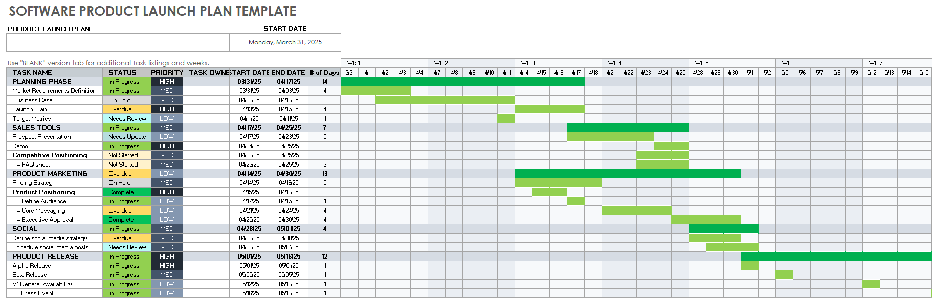 Software Product Launch Plan Template