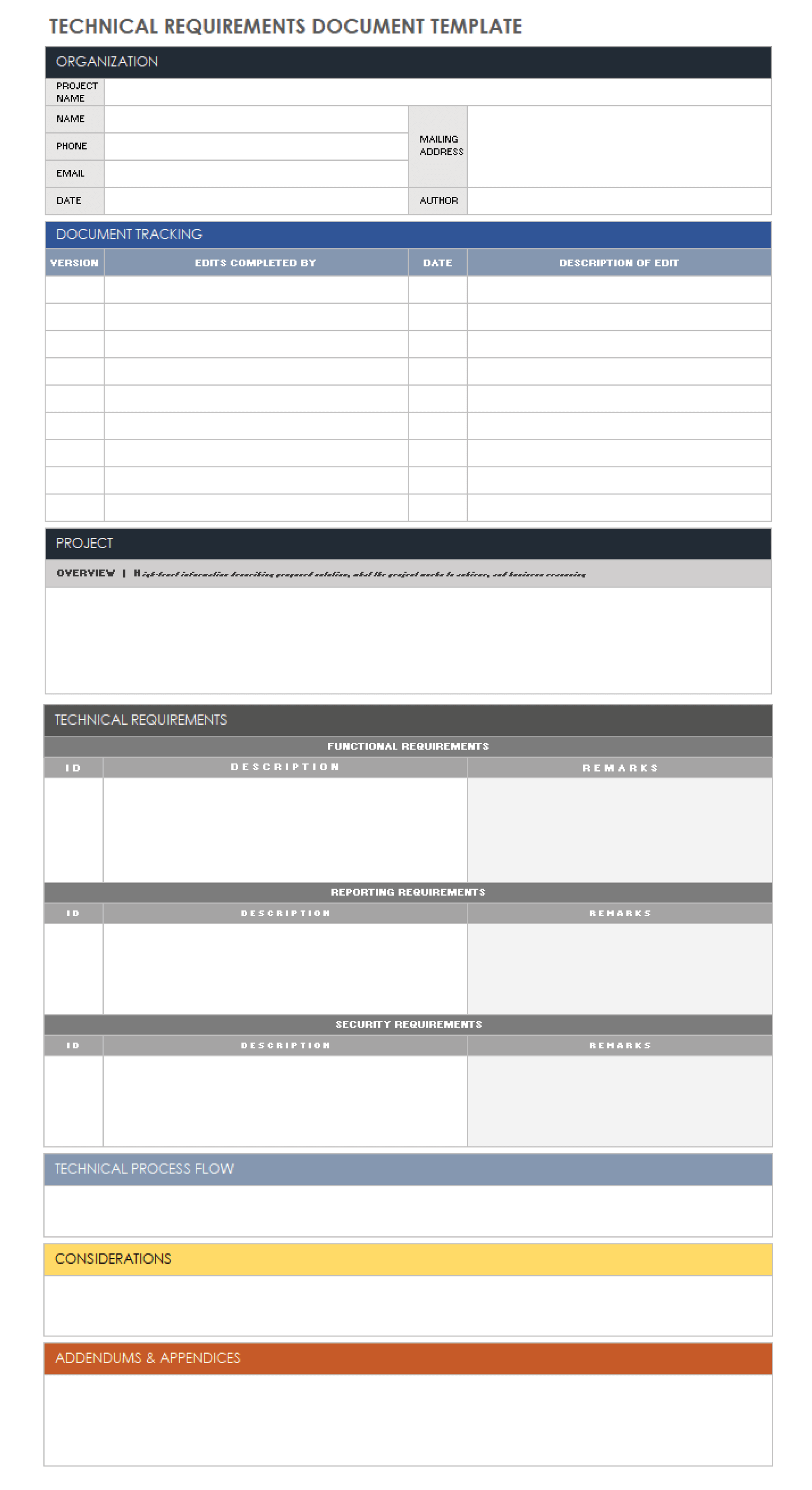 Technical Requirements Document Template