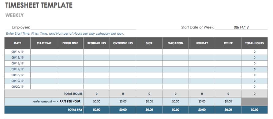 Weekly Timesheet Template Google Sheet