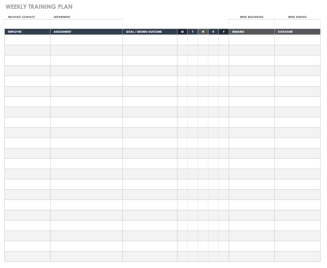 Weekly Training Plan Template