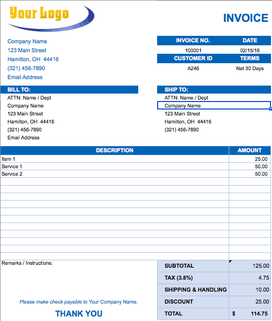 Blank Invoice Template