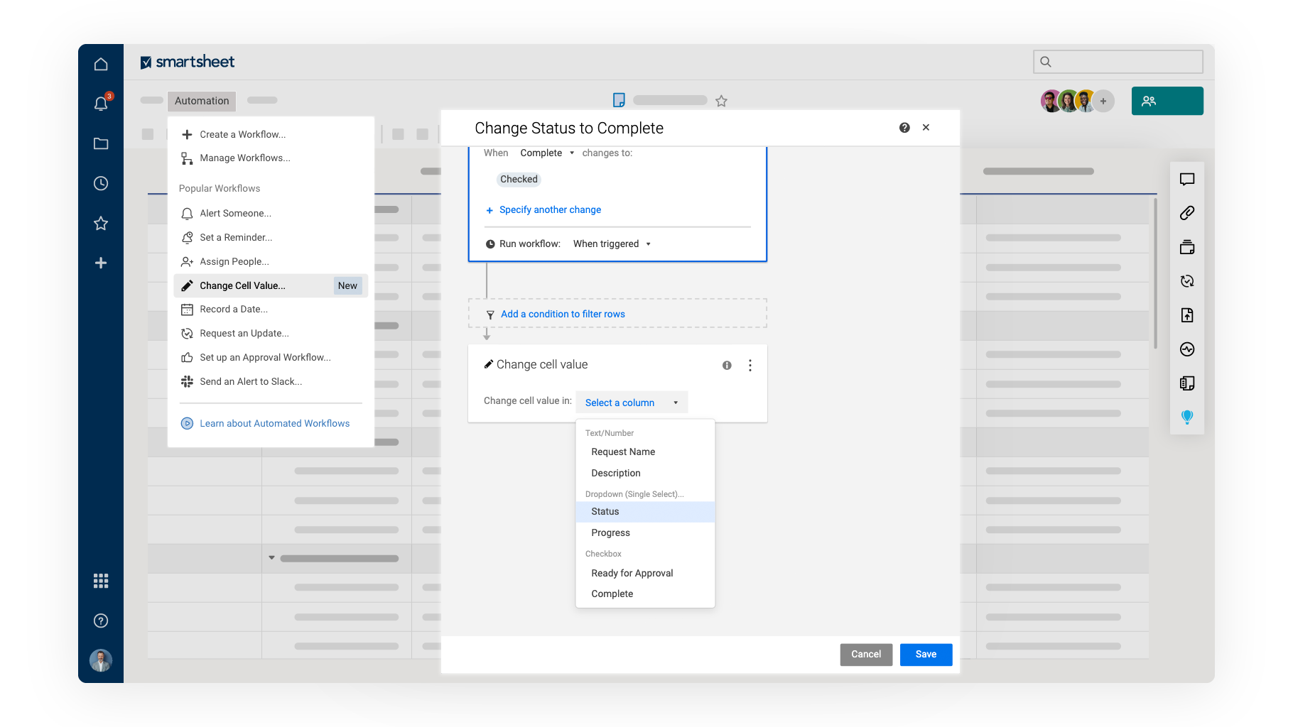 change cell automated workflow