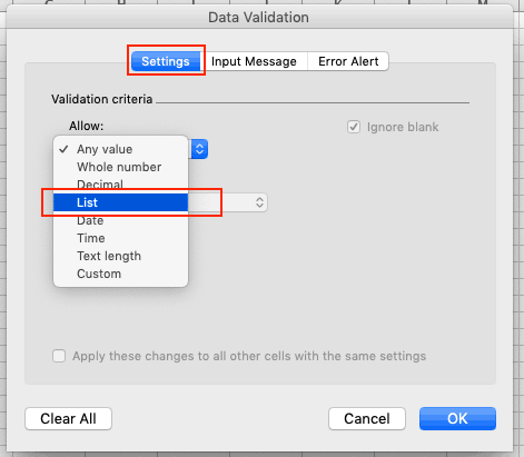 Excel Data Entry Drop Down Add Validation Select Type