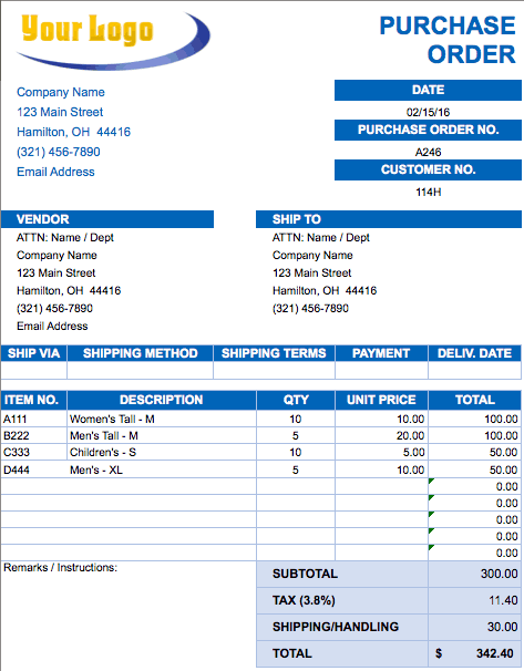 Purchase Order Template