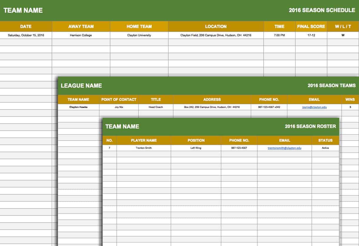 Sport Schedule Template